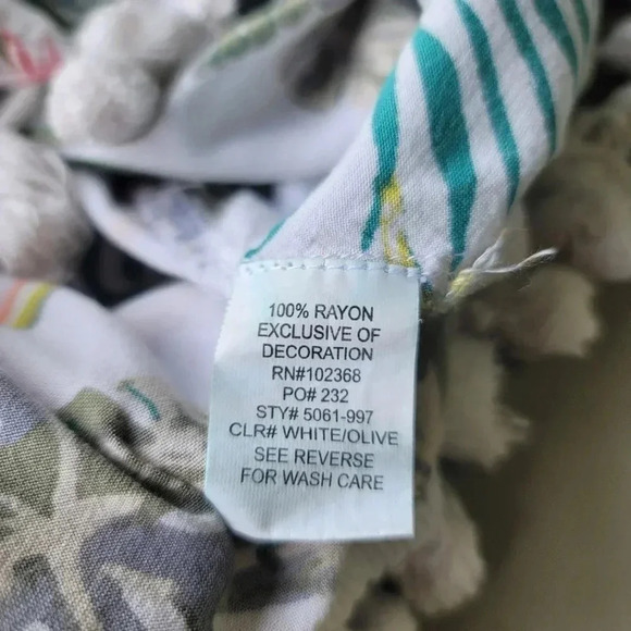 Blue Island Floral Leaf Bird of Paradise Peasant Dress Swim Coverup Womens Small - Picture 3 of 10